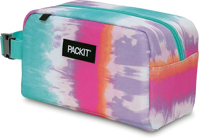PackIt Freezable Snack Box, Tie Dye Sorbet, Built with ECOFREEZE Technology, Collapsible, Reusable, Zip Closure with Buckle Handle, Great for All Ages and Fresh Snacks on the go