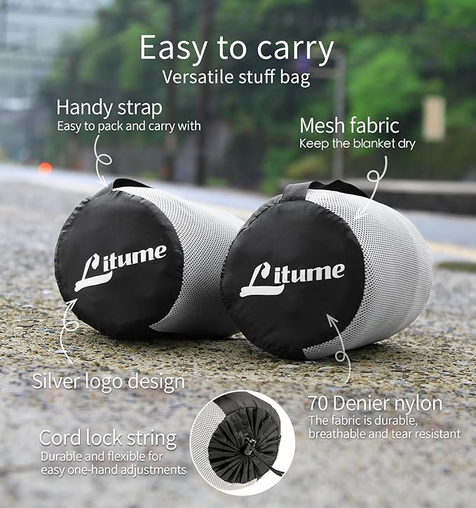 Travel Blanket Lightweight and Breathable, 67 x 48 in Soft Airplane Flight Blanket for Travelers, Foldable Camping Sheet with Stuff Sack for Train, Camp, backapcking, office, home (Velvet E650)