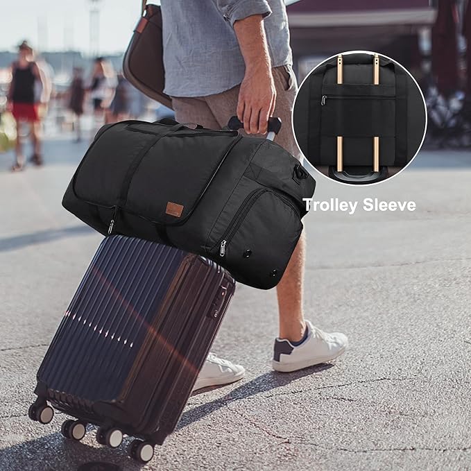 150L Large Waterproof Bag for Men Travel, Extra Large Trave Duffle Bag with Shoe Compartment for Men Women, Foldable Duffle Bag for Traveling, Gym Bag, Water Resistant & Tear-Resistant, Black