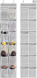 Simple Houseware 24 Pockets - 2PK 12 Large Pockets Over Door Hanging Shoe Organizer, Grey