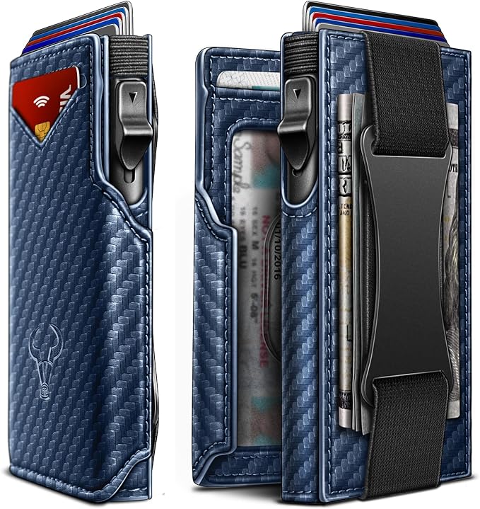 BULLIANT Men Wallet Gift Boxed,Slim Front Pocket Wallet Money Clip Card Holder 3.8"x2.7",Pop-up Access