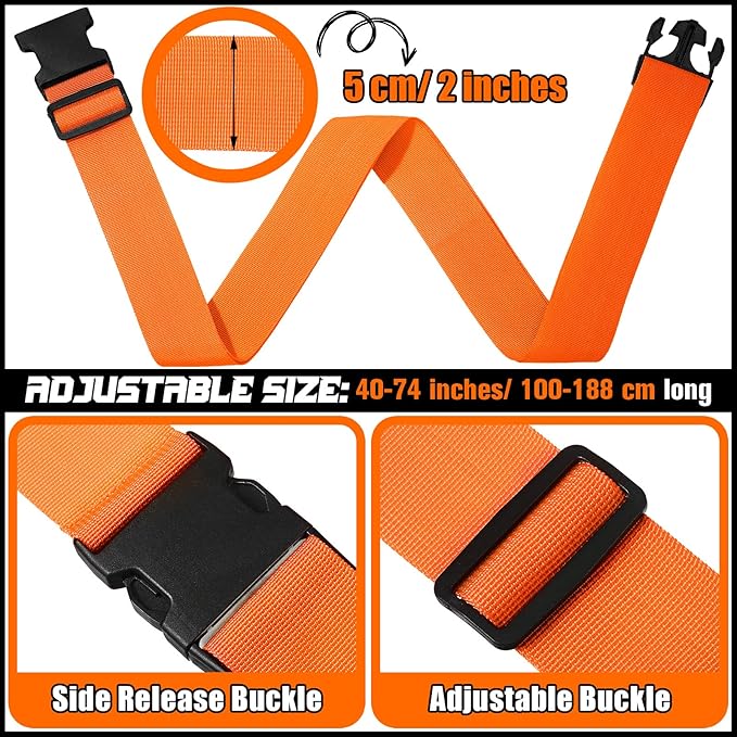 Eccliy 12 Pack Luggage Straps Suitcase Belts Wide Adjustable Packing Straps Travel Belts Accessories for Business Packing(Orange)