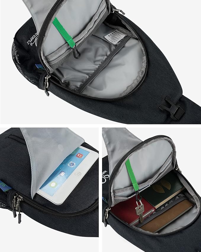 WATERFLY Crossbody Sling Backpack Sling Bag Travel Hiking Chest Bag Daypack