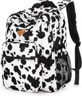 ZORFIN 26L Backpack for College, and Travel: Water Resistant Bookbag - Cow Print Black