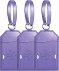Mayski Luggage Tags for Suitcases 3 Pack Suitcase Bag Tags, TSA Approved, Metal Buckle, Bag Tags with Name ID Card Travel Essentials, Purple Airplane