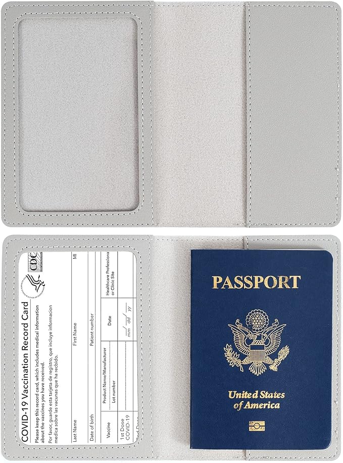 2 Pack Passport covers and Vaccine Card Holder Arouselove PU Leather Passport Wallet Vaccine Case Protector Slot Travel Passport Wallets for Women & Men
