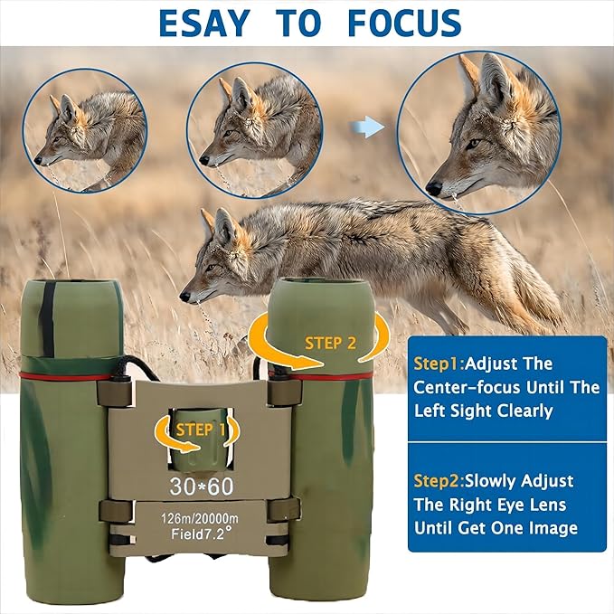 Compact 30x60 Binoculars for Adults and Kids,Foldable Lightweight Easy Focus Small Binoculars for Bird Watching Travel Sightseeing Hunting Concert Theater Opera
