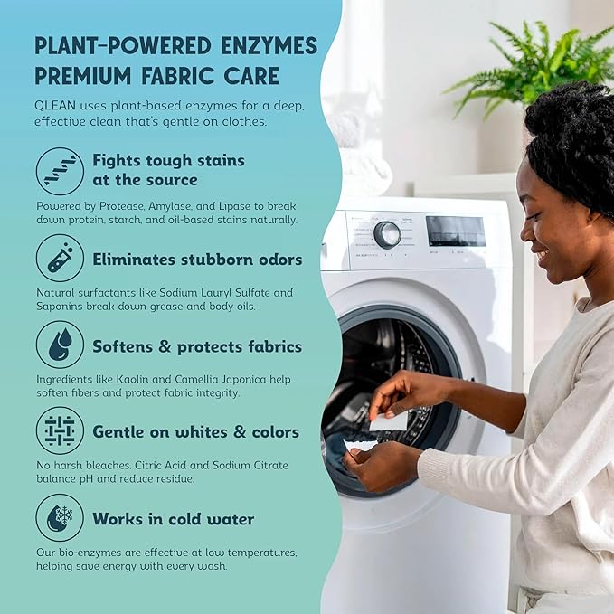 QLEAN Laundry Detergent Sheets (Travel Size 40 Loads) – Travel Laundry Detergent Sheets, Eco-Friendly Laundry Soap, HE & Standard Washer Safe, Stain Remover, Skin-Friendly - Sweet Summer Love
