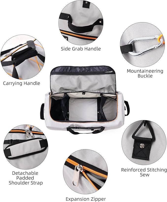 CONTAIL 32”110L Expandable 140L Rolling Duffle Bag with 2 Inline Wheels,Convertible Weekend Travel Bag with Bungee-Cord System,Grey