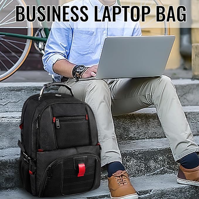 YOREPEK 18.4 Laptop Large Backpacks Fit Most 18 Inch Laptop with USB Charger Port,TSA Friendly Flight Approved Weekend Carry on Backpack with Luggage Strap for Men and Women, Black
