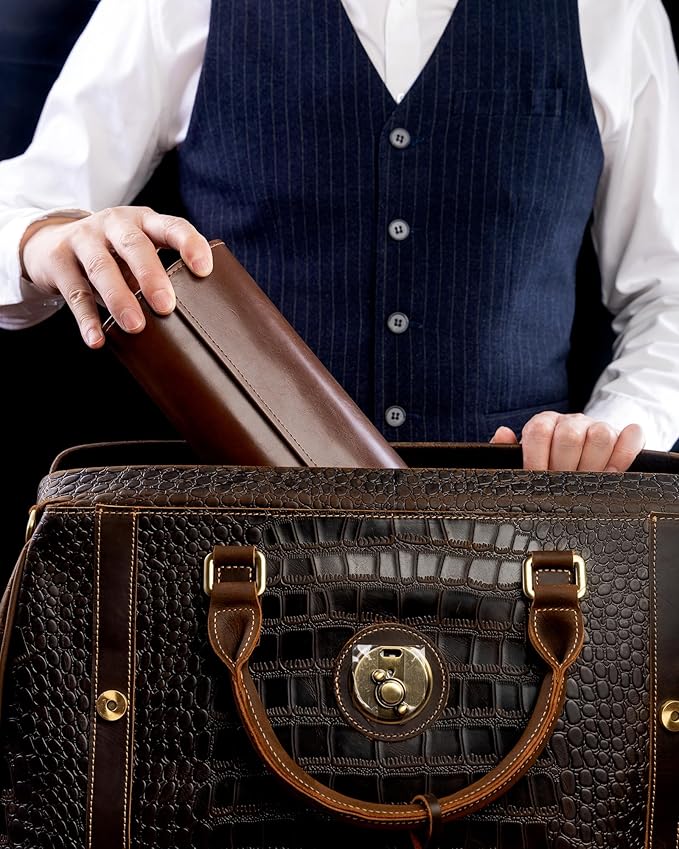 MR.OKAY 2 Watch Travel Case-Classic Leather Watch Case With Superb Texture.Portable Watch Roll Or Organizer For Storage And Display. Travel Gift for Men, All Handmade By Leather Craftsmen.