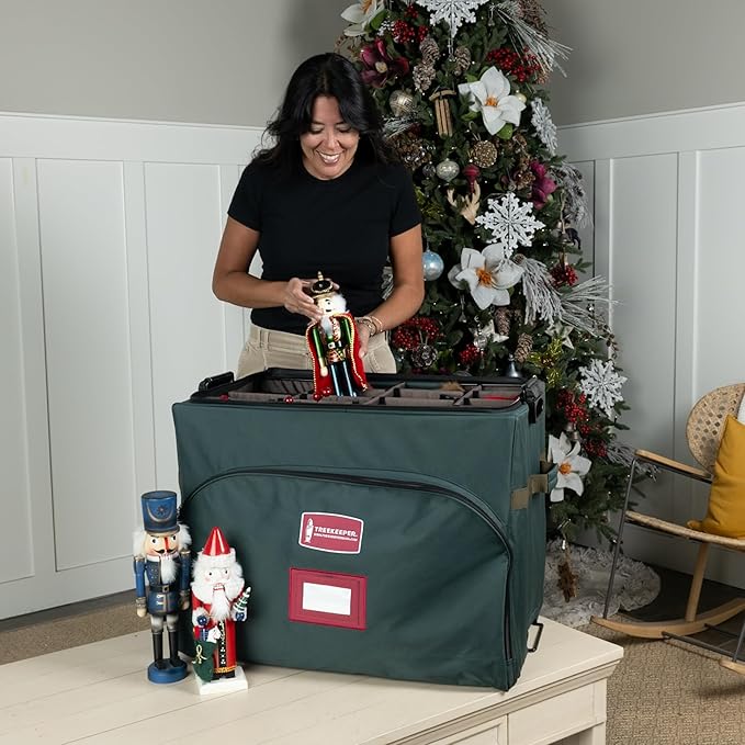 TreeKeeper Stack & Lock™ Nutcracker and Figurine Collectibles Storage Boxes - Large Ornament Bag for Holiday Decor Storage - Great for Storing 16 Carolers, Santa Figure, or Nut Cracker Ornaments