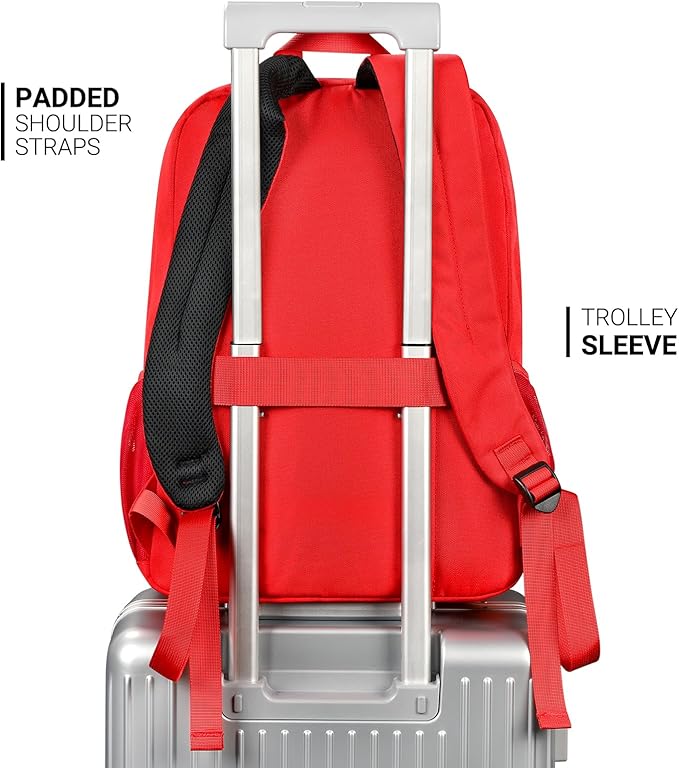 ZORFIN 26L Backpack for College, and Travel: Water Resistant Bookbag - Red