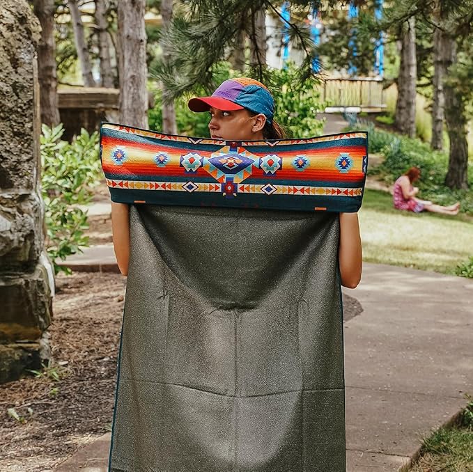 Sprints Athletic Running Towel, Full-Sized, Car Seat Cover - Performance Microfiber (Aztec Artisans & Chocolate Currency)