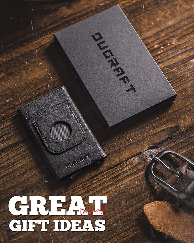 DUGRAFT Pop Up Wallet with AirTag Holder, RFID Blocking Air Tag Wallet with Money Clip Smart Credit Card Holder Wallet for Men(AirTag Not Included)
