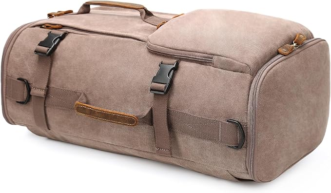 G-FAVOR 40L Travel Backpack, Vintage Canvas Rucksack Convertible Duffel Bag Carry On Backpack Fit for 17.3 Inch Laptop Bag