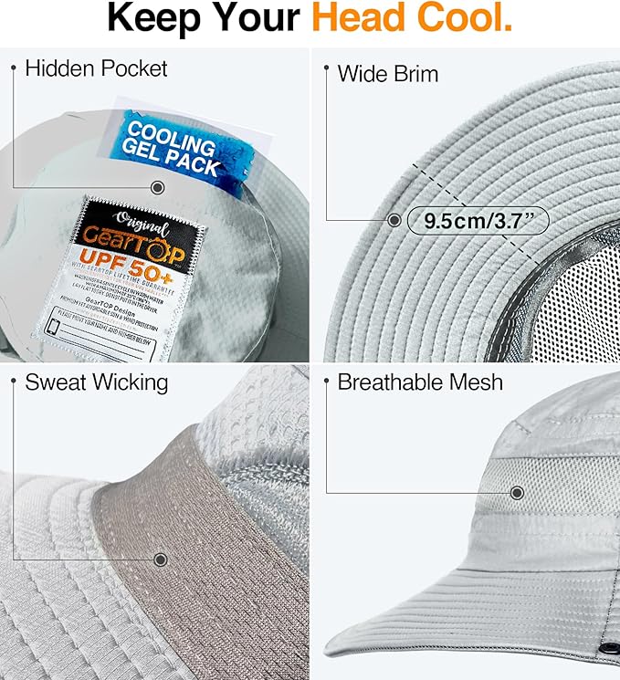 GearTOP Safari Sun Hat for Men and Sun Hats for Women UV Protection UPF 50+ Hiking, Gardening, Fishing