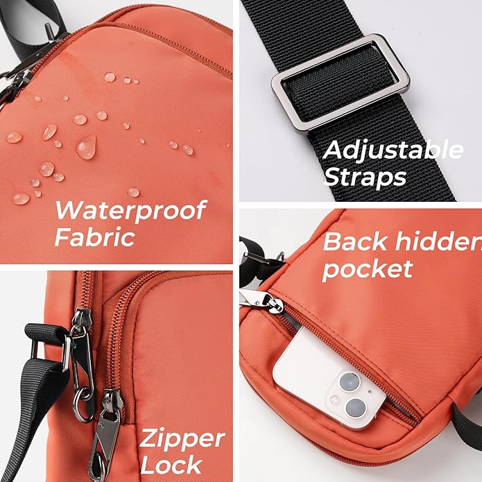 BROADREAM Small Crossbody Bag Men Women, Anti-Theft Crossbody Sling bags - Mini Shoulder Travel Bag for Hiking Sports
