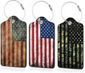 3 Pack Luggage Tag for Suitcase,American Flag USA Flag Leather Luggage Tags with Privacy Cover Name ID Label Identifiers Travel Bag Tags for Women Men Boys Girls