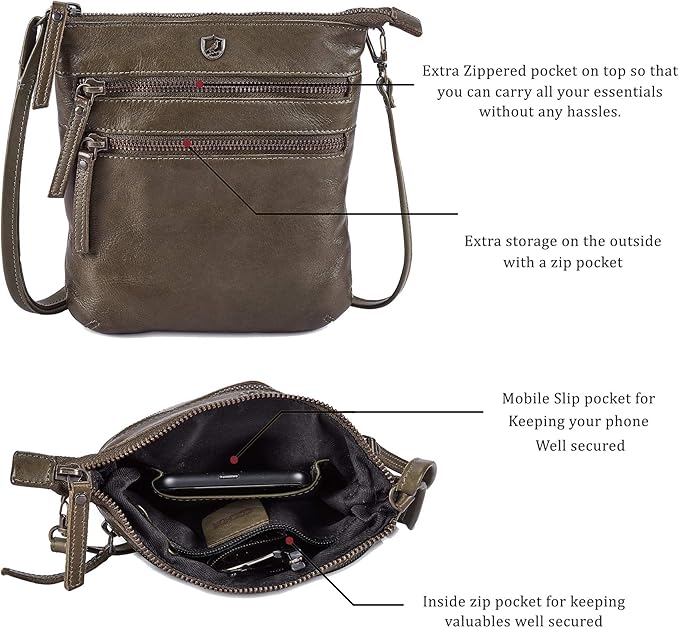 Crossbody Sling Bag for Women Small Real Leather Purse Vintage Travel Crossover Shoulder Bag Handmade