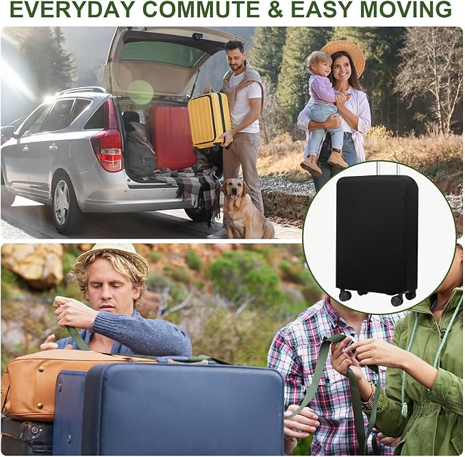 PATIKIL Luggage Cover, Suitcases Covers Elastic Carry on Cover Protector Washable Scratch-Resistant Fits 24-25 Inch Luggage for Travel Business Trips, Black