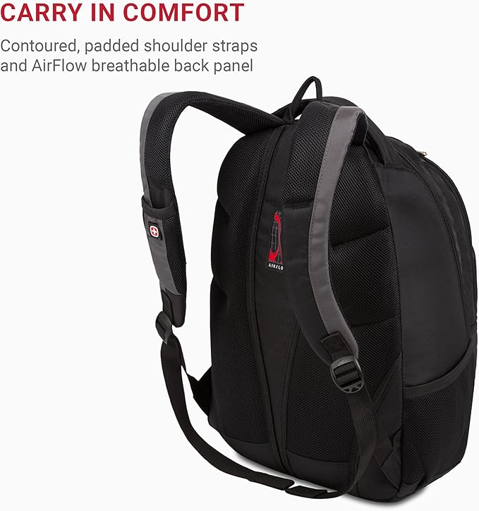 SwissGear 1186 Bungee Backpack, Black/Grey, 17-Inch