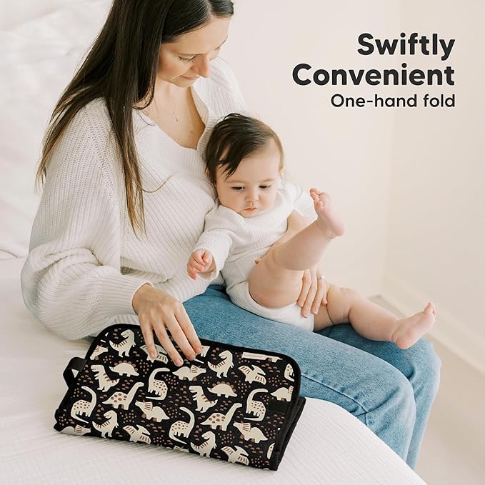 KeaBabies Portable Diaper Changing Pad, Easy Wipe Clean - Foldable Waterproof Baby Changing Mat for Diaper Bag, Compact, Lightweight, 25x13 Baby Changer Travel Essential,Machine Washable(Pets & Paws)