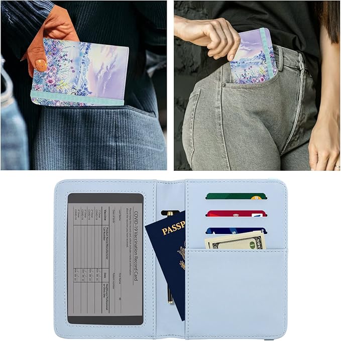 ZOPPEN Passport Holder Wallet, Passport Cover Travel Wallet Women Travel Essentials Accessories Document Organizer Travel Must Haves Rfid Blocking Cover Case for Women and Men, Lavender