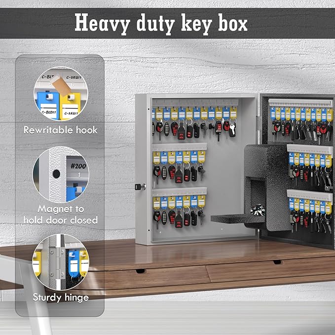 WeHere 56 Keys Lock Box, Key Cabinet with Key Drop Slot, APP Bluetooth/OTP/Wi-Fi, Fixed Code/Key Unlock, Large Key Return Box for Hotel,Car Dealerships,Realtors,Office,School