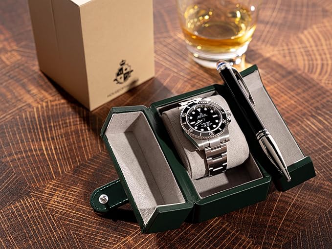 Single Travel Watch Case - Vintage Inspired - Exterior, Soft Microfiber Lining, Fits Up to 42mm Watches - Vegan Leather - Reliable Storage for Home or Travel