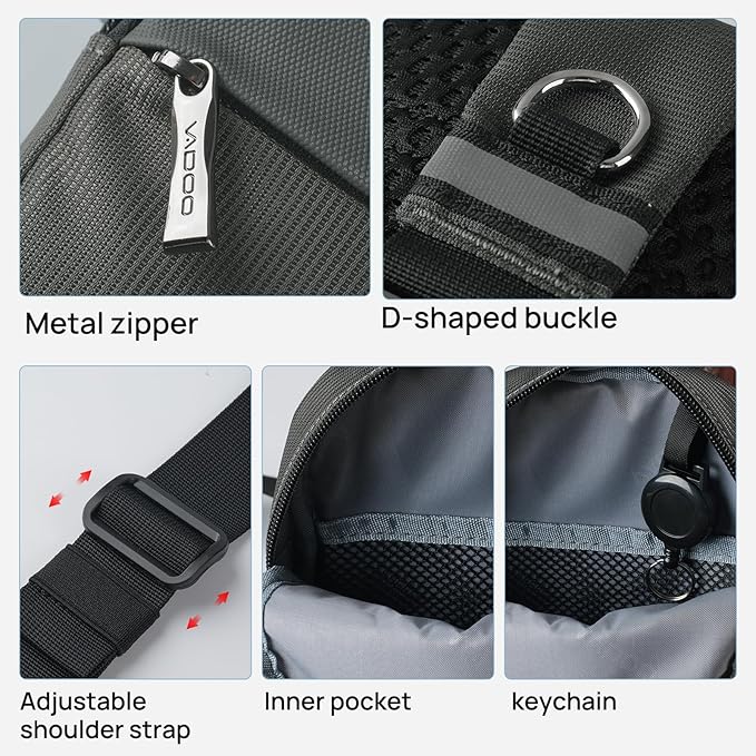 VADOO Crossbody Bags for Women, Mini Lightweight RFID Blocking Sling Men Bag for Phone and Travel (Basic Version- Grey)