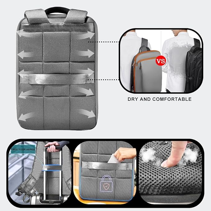 ZINMARK Slim Expandable 15 15.6 16 Inch Laptop Backpack Anti Theft Travel Business Durable Computer Bag, Multipurpose Large Capacity Daypack for Men And Women，G01OG01
