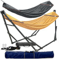 Tranquillo Universal Hammock with Stands Electro Static Coated Steel, Adjustable Foldable Hammock Stand with 2 Layered Polyester Net and Carry Bag for 2 Persons (Combo - Yellow)