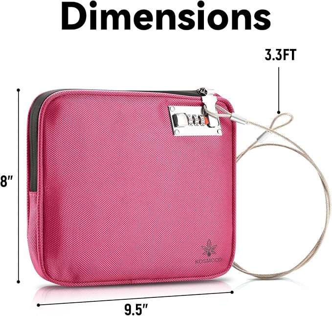 Anti-Theft Locking Beach Bag, 9x7.5-inch Portable Beach Safe for Securing Your Valuables and Phone – Rose Red