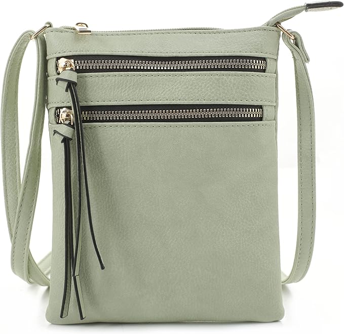 DELUXITY Crossbody Purse Bag Shoulder Bag Multi Pocket Zipper Purse | Mint