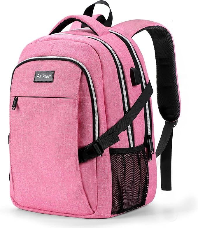 ANKUER Backpacks for Women, Backpack Fits Up 15.6 in Laptop Backpack for Travel, Backpacks with USB Charging Port, Work Business Backpack for School (Pink)
