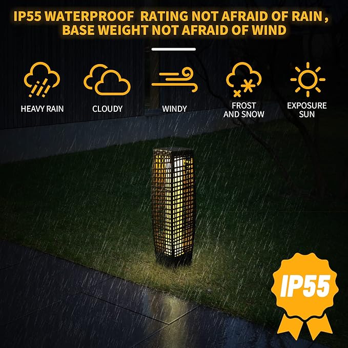Solar Floor Lamp, Outdoor Floor Lamp, Solar Lanterns Outdoor Waterproof, Solar Powered Resin Wicker Outdoor Solar Lamp, Weather-Resistant Rattan Deck Light for Porch, Garden, Patio, Deck
