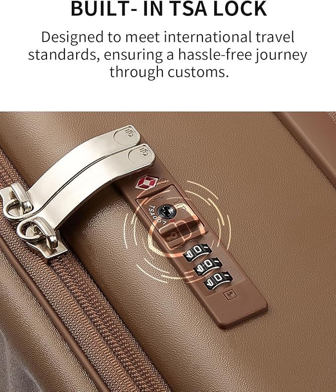 aji Expandable Top Opening 26 Inch Checked Luggage with Spinner Wheels, Large Suitcase with TSA Lock, Hard Shell Travel luggage Suitcases for Men Women, for 20+Days Travel, Chocolate Brown
