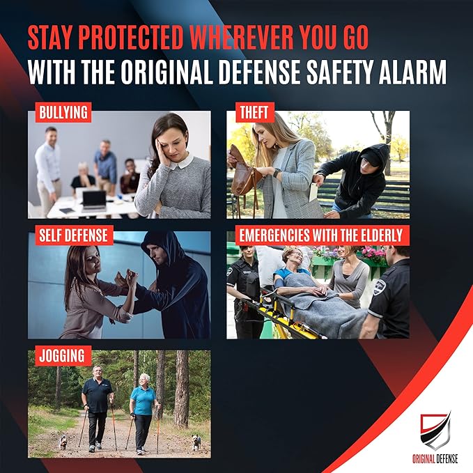 Original Defense® Siren Self-Defense Alarm (White) - 130 dB Keychain Alarm with LED Strobe Light for Women, Children, and Elderly - Police Recommended