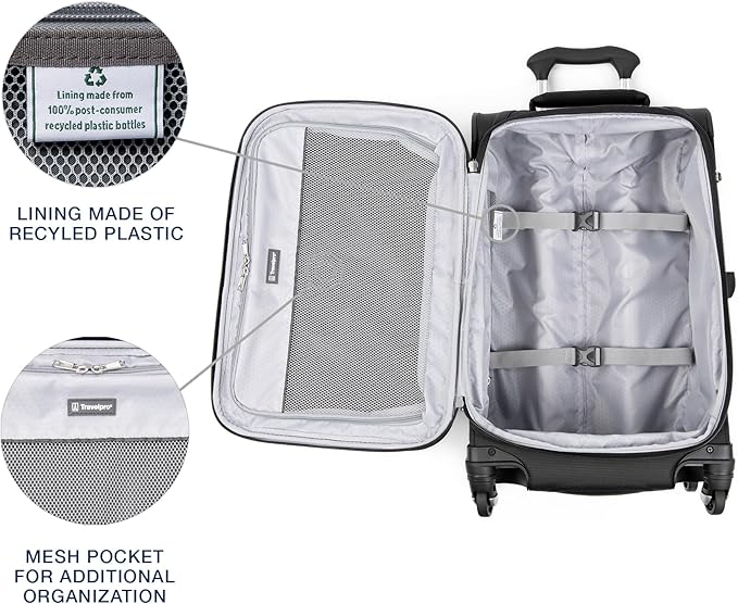 Travelpro Maxlite 5 Softside Expandable Carry-On Luggage with Spinner Wheels, Lightweight, 21-Inch — Black