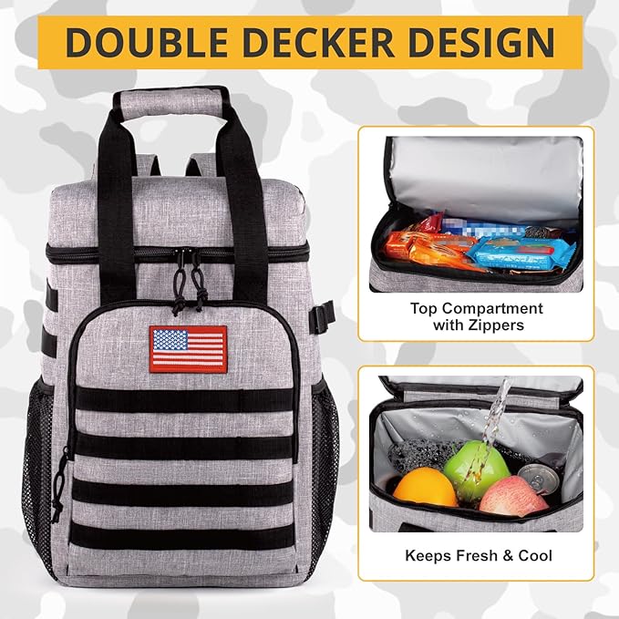 Tactical Backpack Cooler,Lunch Backpack for Men Adults Work with Handle，Soft Cooler Backpack Insulated Waterproof Leak Proof