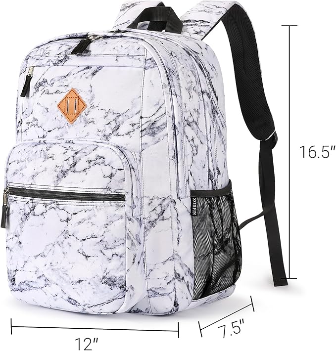 ZORFIN 26L Backpack for College, and Travel: Water Resistant Bookbag - Marble