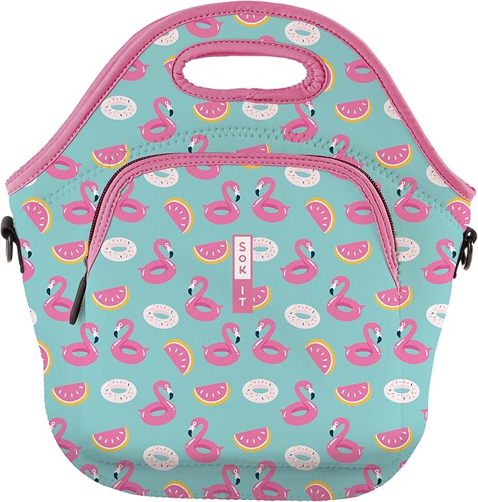 Sok It LunchTote Zippered Bag Insulated Neoprene Caddy (Poolside Perfection, X-Large 6.5 Quart Lunch Tote)