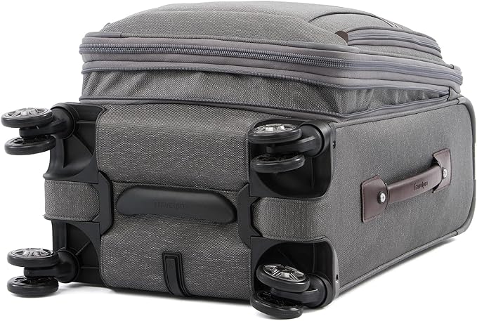 Travelpro Platinum Elite Softside Expandable Carry on Luggage, 8 Wheel Spinner Suitcase, USB Port, Laptop and Tablet Sleeves, Men and Women, Vintage Grey, Carry On 20-Inch
