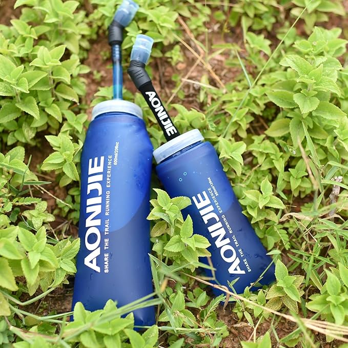 TRIWONDER TPU Soft Folding Water Bottles BPA-Free Collapsible Flask for Hydration Pack - Ideal for Running Hiking Cycling Climbing (350ml/11.83oz)
