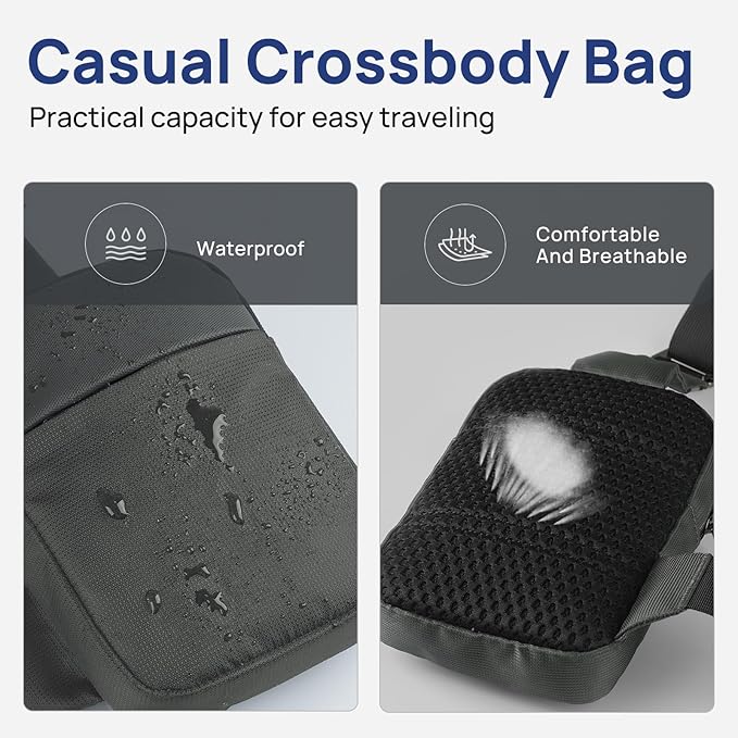 VADOO Crossbody Bags for Women, Mini Lightweight RFID Blocking Sling Men Bag for Phone and Travel (Basic Version- Grey)