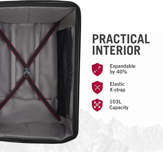 Victorinox Spectra 3.0 Expandable Large Case - Modern Hardside Luggage - Rolling Suitcase with Spinner Wheels - Holds Travel Accessories - 103 Liters, Black
