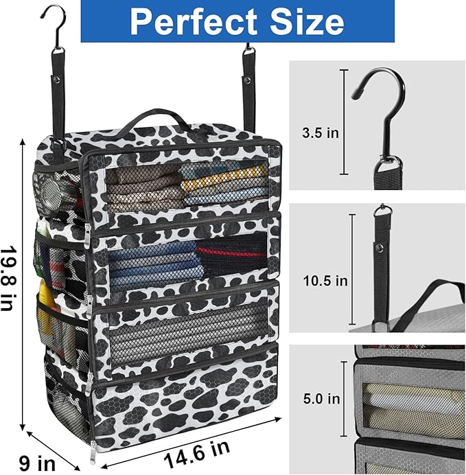 Suitcase Organizer, Travel Luggage Organizer Portable Hanging Travel Shelves Collapsible Hanging Packing Cubes for Carry on Suitcase