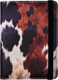 Passport Holder for Women and Men PU Leather Passport Cover for Travel (Cow Print)