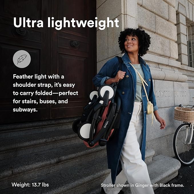 Stokke YOYO3 Stroller from 6 Months - Includes White Frame/Black Seat Cushion + Canopy - Folds in & Out in a Flash - Light & Compact - Carry-On Compatible